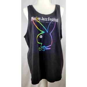 Vintage 1998 Playboy Jazz Festival Tank Top Black Neon Logo Size Large